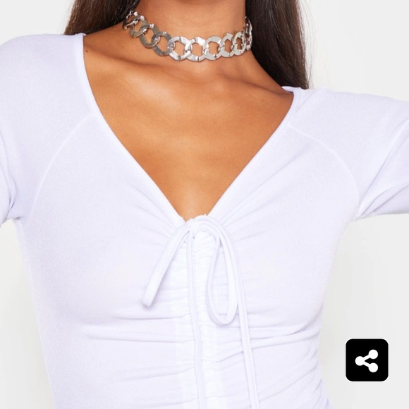 PrettyLittleThing white ruched bodysuit - Picture 5 of 6